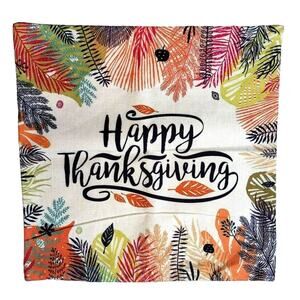 New Throw Pillow Cover Happy Thanksgiving Bright Fall Autumn Colors Zipper Close